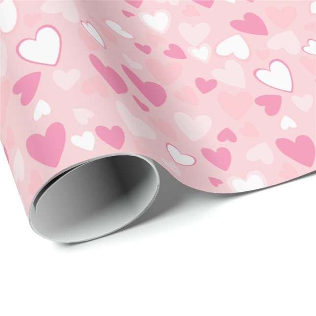 Cadeau Papier d'enveloppement rose des Coeurs mignons (Coin rond)