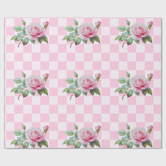 Cadeau Papier d'enveloppement rose en fleurs roses