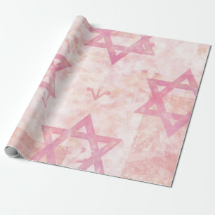 Cadeau Papier d'enveloppement rose juif Star