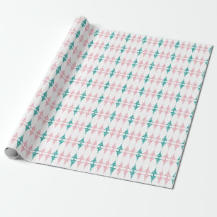 Cadeau Papier d'enveloppement rose rétro et marquis aqua