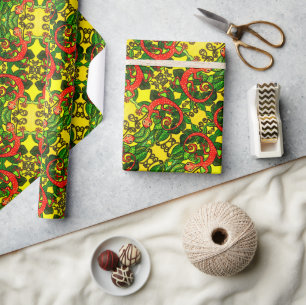 Cadeau Papier d'enveloppement rouge Gecko