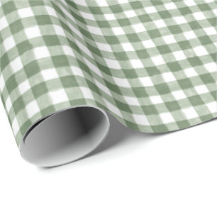Cadeau Papier d'enveloppement rustique En vichy vert