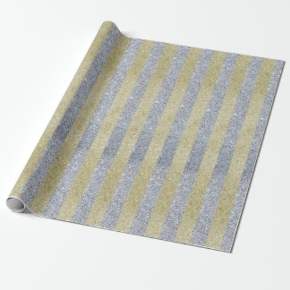 Cadeau Papier d'enveloppement Silver et Gold Stripes