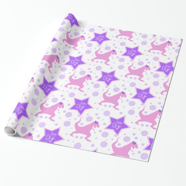 Cadeau Papier d'enveloppement Super Star de Dinosaur | Ro (Déroulé)