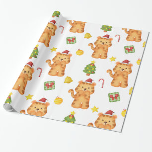 Cadeau Papier d'enveloppement Tigre Aquarelle Cute