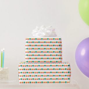 Cadeau Papier d'enveloppement vert jaune rouge cercles