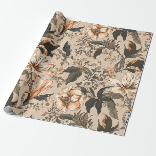Cadeau Papier d'enveloppement vintage à motifs floraux