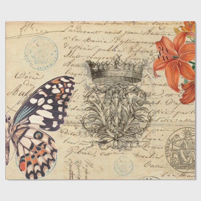 Cadeau Papier du manuscrit 60lb Decoupage de papillon (Plat)
