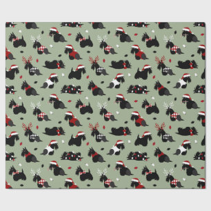Cadeau Papier écossais Terrier vert de Noël