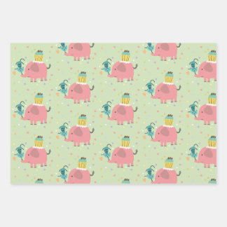 cadeau papier éléphant giraf singe