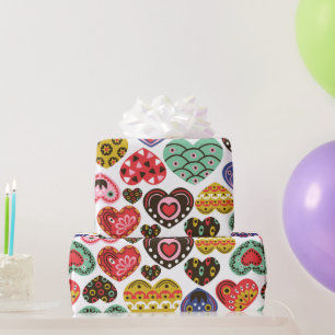 Cadeau Papier enveloppant Coeurs colorés