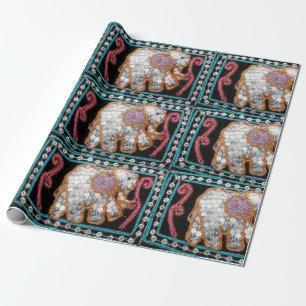 Cadeau papier enveloppant d'éléphant à paillettes