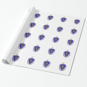 Cadeau Papier enveloppé avec Drapeau du Massachusetts
