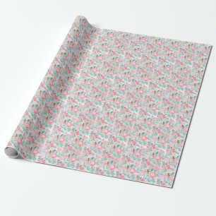 Cadeau Papier floral aquarelle rose