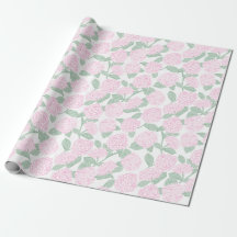 Papier floral aux hortensias roses et verts