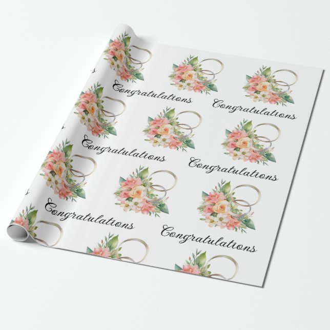 Cadeau Papier mariage à envelopper Jeu plat de 3 feuilles (Déroulé)