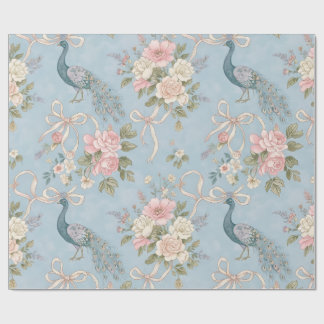 Cadeau Papier mariage Enveloppé De Floraux Et De Peacocks