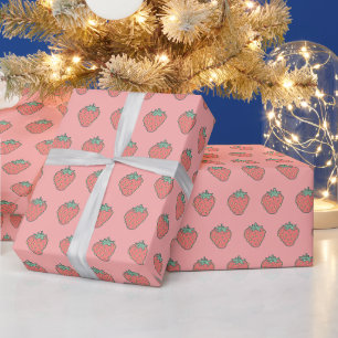 Cadeau Papier Motif à enveloppement à l'icône de fraise