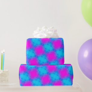 Cadeau Papier Motif bleu et rose À damiers