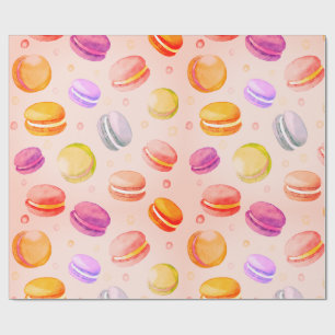 Cadeau Papier motif couleur Macarons aquarelle