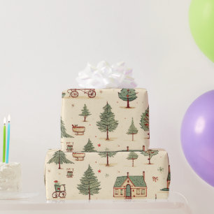 Cadeau Papier Motif de Noël vintage Élégant