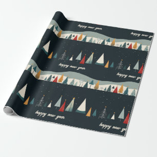 Cadeau Papier Motif d'enveloppement noir de l'arbre de No