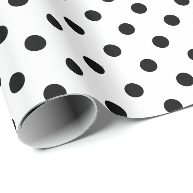 Cadeau Papier motif pois noir et blanc (Coin rond)