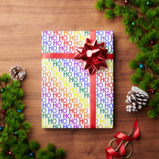 Cadeau Papier Motif Rainbow Ho Ho Ho