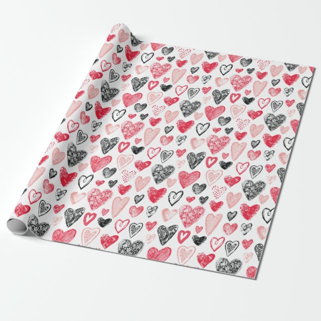 Cadeau Papier Motif Valentine Heart (Déroulé)