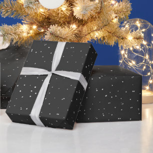 Cadeau Papier noir moderne à enveloppement de Noël avec n