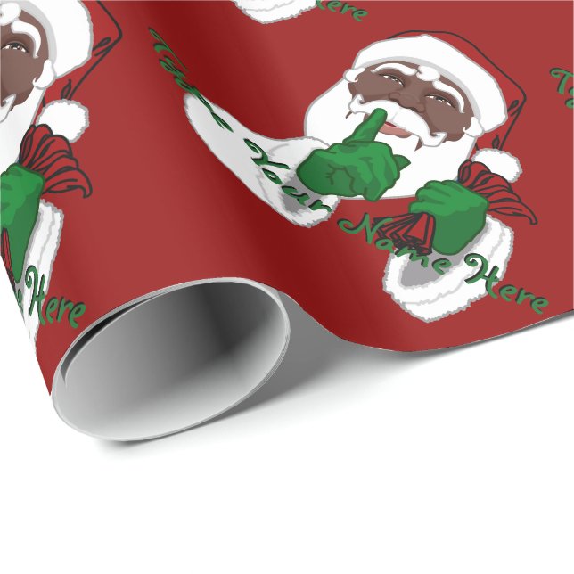 Cadeau Papier noir Père Noël papier papier de Noël person (Coin rond)