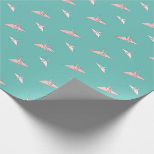 Cadeau Papier Origami Grues Papier d'enveloppement Turquo