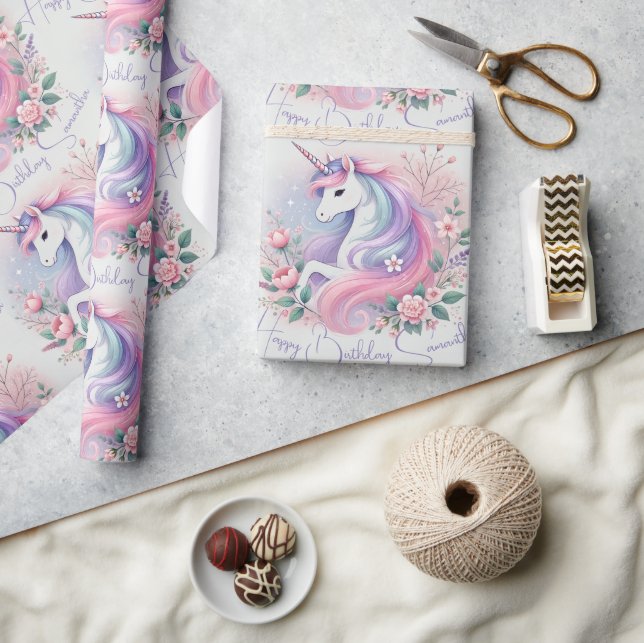 Cadeau Papier Pastel Floral & Unicorn (Artisanat)