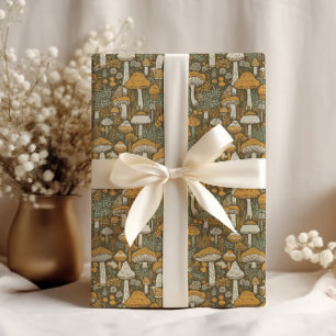 Cadeau Papier peint champignon marron rétro Cottagecore