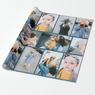 Cadeau Papier photo Denim bleu enveloppant personnalisé