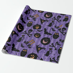 Cadeau Papier pourpre de hibou de casquette de sorcière