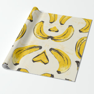 Cadeau Papier rétro à enveloppement bananier