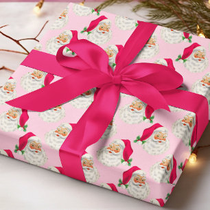 Cadeau Papier rétro à enveloppement de Noël rose chaud Pè