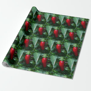 Cadeau Papier rouge à enveloppement de poivron chaud