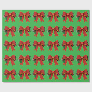 Cadeau Papier rouge à enveloppement vert Bow de Noël