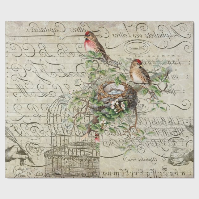Cadeau Papier rouge de Decoupage 60lb d'oiseau (Couture)