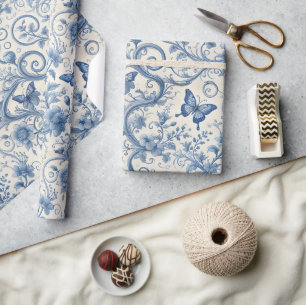 Cadeau Papier Toile Papillons Floral Vintage