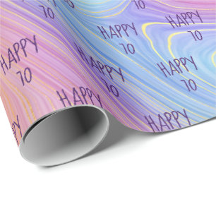 Cadeau Pastel Rainbow Swirl 70e Anniversaire Papier d'env
