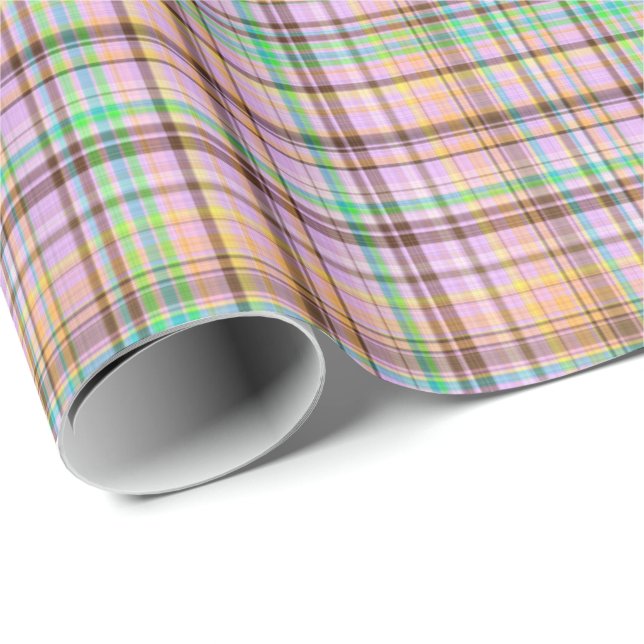 Cadeau Pastels au chocolat Plaid 15-Gift Papier à envelop (Coin rond)