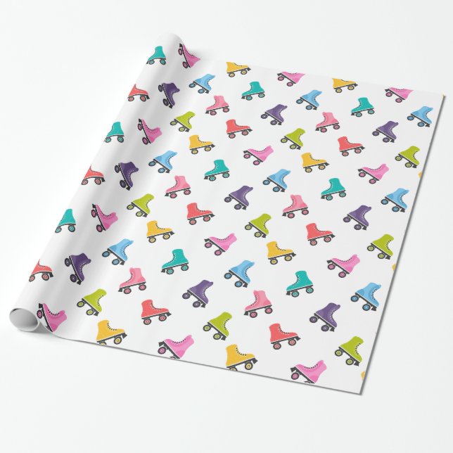 Cadeau Patins à rouleaux colorés Design Papier à envelopp (Déroulé)