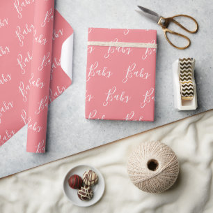 Cadeau Peach Peach Baby Script Élégant papier enveloppant