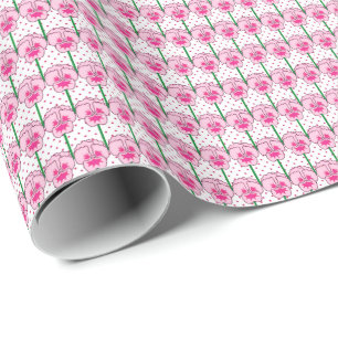 Cadeau Pensées roses - motif de papier peint rétro