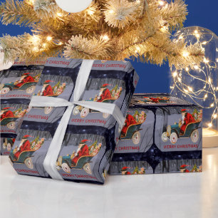 Cadeau Père Noël conduit à votre ville papier d'emballage