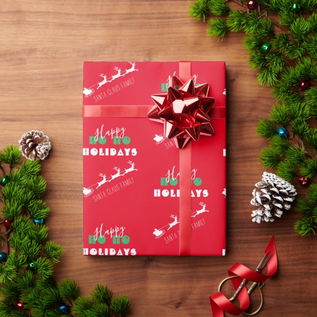 Cadeau Père Noël Sleigh Holiday Papier rouge à envelopper (Cadeau de vacances)