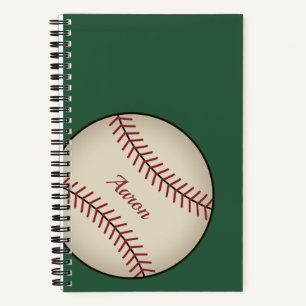 Cadeau personnalisé de cahier de baseball vert